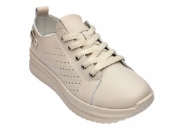 Pantofi dama casual din piele naturala cu perforatii - Latiffa Bej Late GSK3053B
